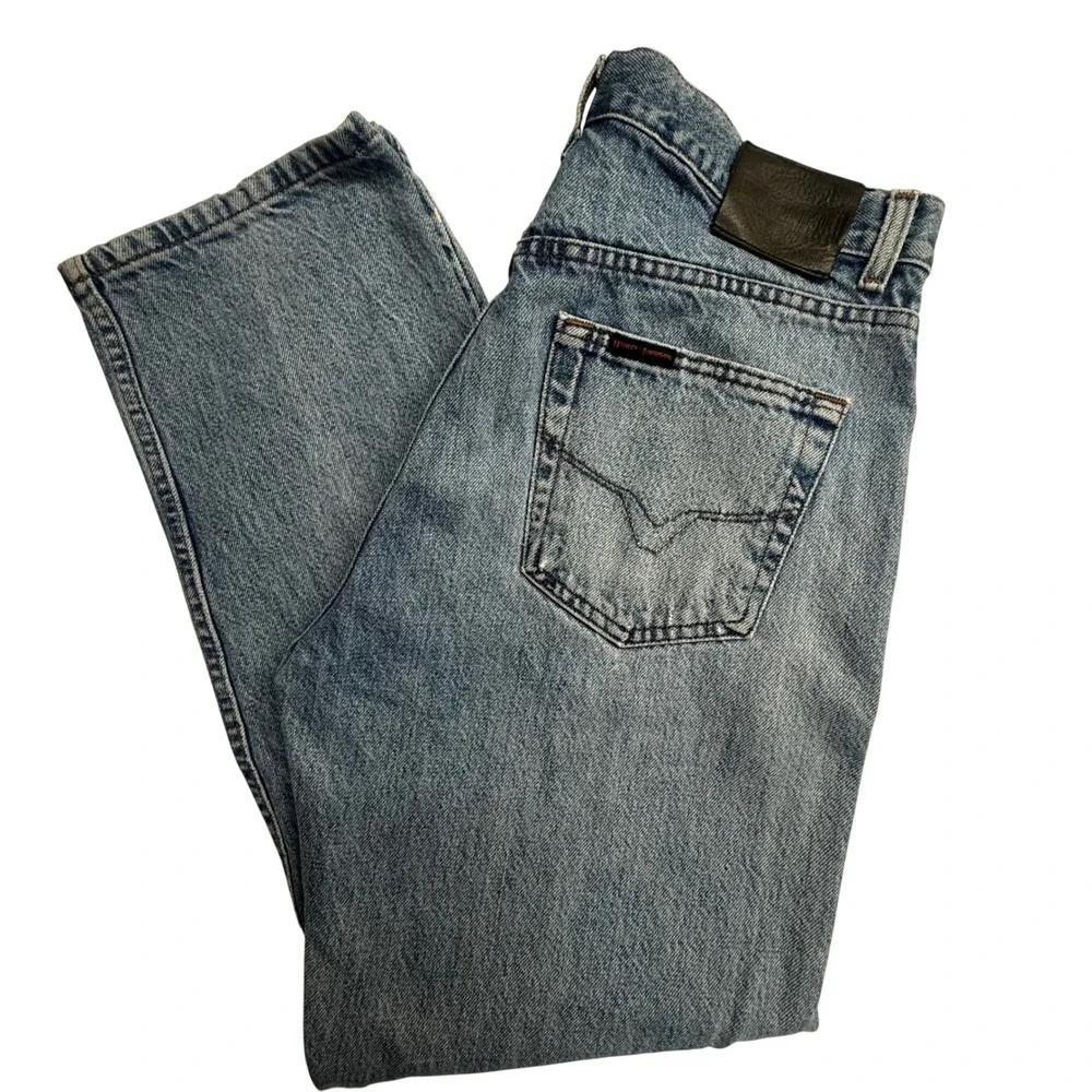 Harley Davidson Jeans Mens 34x30 Distressed Light Wash Straight Leg Biker